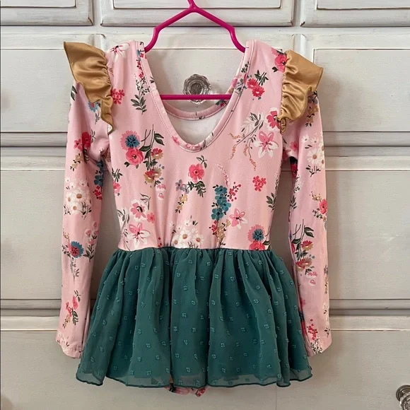 Cheeky Plum Floral Pink and Teal Dress - Picture 2 of 4